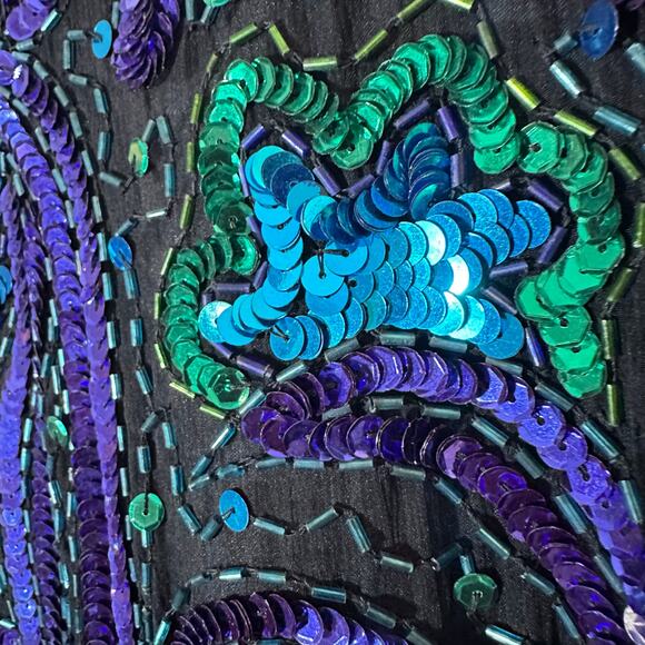 Vintage Laurence Kazar Sequin Beaded Silk Blouse - Small‎ - Picture 5 of 11